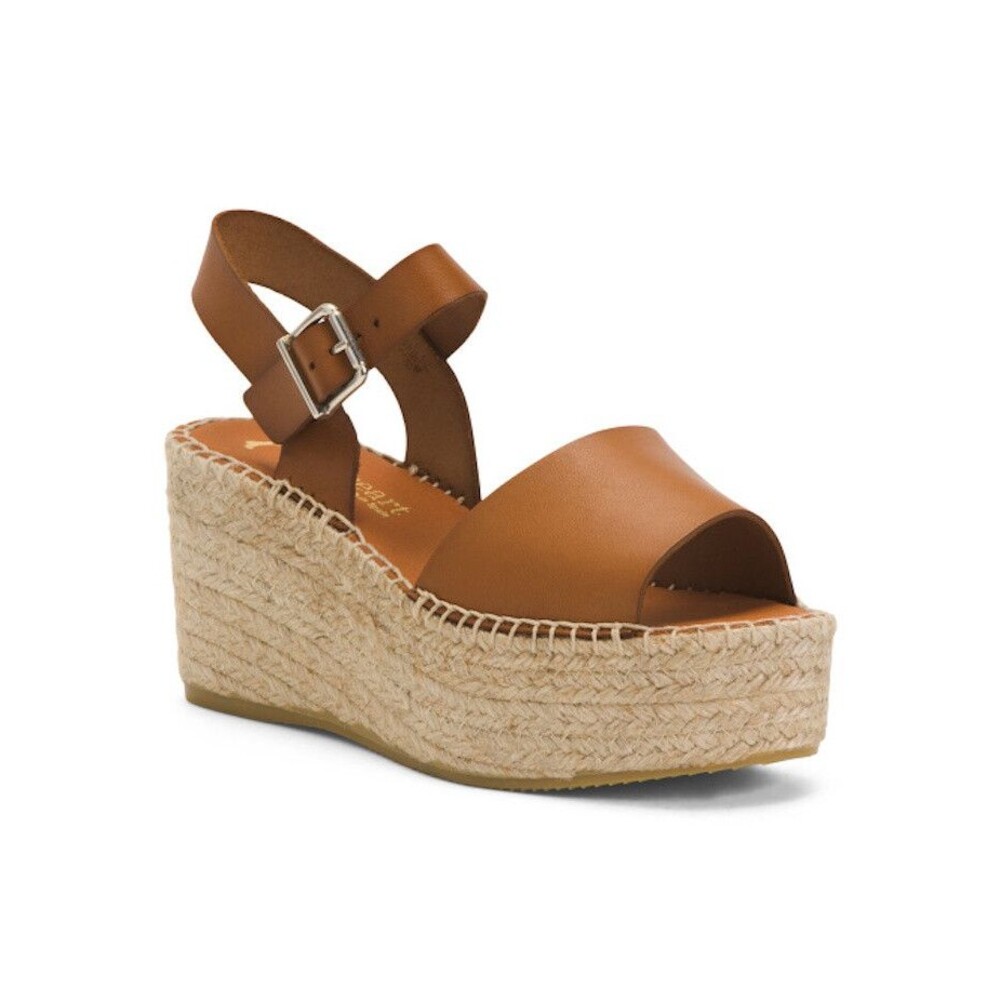 Paseart Platform Brown Leather Espadrilles